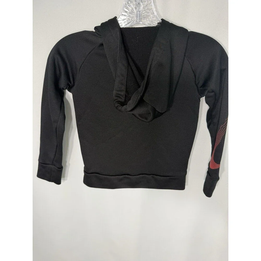 Nike 4T Jacket Black Orange 1/4 Zip Hooded Jacket Dri-Fit Training
